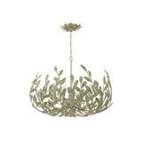 Broche Leaf Crown Chandelier 27'' Champagne Green Tea