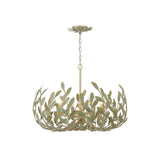 Broche Leaf Crown Chandelier 27'' Champagne Green Tea