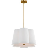 Bronte Shade Pendant — 22", Silk Screen White Inside Clear Outside, Burnished Brass