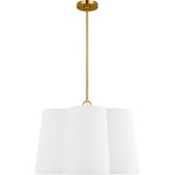 Bronte Shade Pendant — 28", Silk Screen White Inside Clear Outside, Burnished Brass