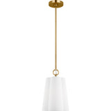 Bronte Shade Pendant — 9 1/4", Silk Screen White Inside Clear Outside, Burnished Brass