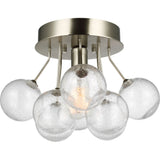 Bronzeville Semi-Flushmount — 15", Clear Seeded, Brushed Nickel