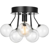 Bronzeville Semi-Flushmount — 15", Clear Seeded, Midnight Black