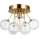 Bronzeville Semi-Flushmount — 15", Clear Seeded, Satin Brass