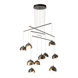 Brooklyn 10-Light Double Shade Mobile Chandelier, shown in Dark Smoke, Soft Gold, Standard, by Hubbardton Forge