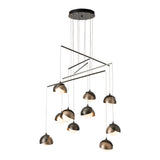 Brooklyn 10-Light Double Shade Mobile Chandelier, shown in Dark Smoke, Soft Gold, Standard, by Hubbardton Forge