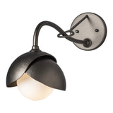 Brooklyn 1-Light Double Shade Long-Arm Wall Sconce, shown in Oil Rubbed Bronze, Oil Rubbed Bronze, by Hubbardton Forge