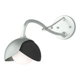 Brooklyn 1-Light Double Shade Long-Arm Wall Sconce in Vintage Platinum, Black by Hubbardton Forge