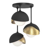 Brooklyn 3-Light Double Shade Semi-Flush Mount in Black, Modern Brass by Hubbardton Forge