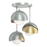 Brooklyn 3-Light Double Shade Semi-Flush Mount in Vintage Platinum, Modern Brass by Hubbardton Forge