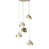 Brooklyn 5-Light Double Shade Pendant, shown in Modern Brass, White, Standard, by Hubbardton Forge