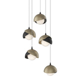 Brooklyn 5-Light Double Shade Pendant in Black, Soft Gold, Long by Hubbardton Forge