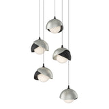 Brooklyn 5-Light Double Shade Pendant in Black, Sterling, Long by Hubbardton Forge