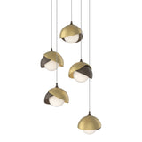 Brooklyn 5-Light Double Shade Pendant in Bronze, Modern Brass, Long by Hubbardton Forge