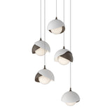 Brooklyn 5-Light Double Shade Pendant in Bronze, White, Long by Hubbardton Forge