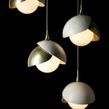 Brooklyn 5-Light Double Shade Pendant detail in Modern Brass, White, Standard, by Hubbardton Forge