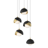 Brooklyn 5-Light Double Shade Pendant in Modern Brass, Black, Long by Hubbardton Forge