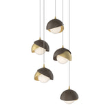 Brooklyn 5-Light Double Shade Pendant in Modern Brass, Bronze, Long by Hubbardton Forge