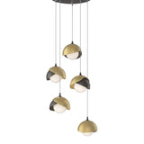 Brooklyn 5-Light Double Shade Pendant in Oil Rubbed Bronze, Modern Brass, Standard by Hubbardton Forge