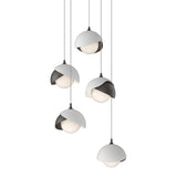 Brooklyn 5-Light Double Shade Pendant in Oil Rubbed Bronze, White, Long by Hubbardton Forge