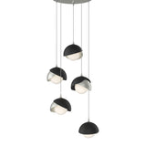 Brooklyn 5-Light Double Shade Pendant in Sterling, Black, Standard by Hubbardton Forge