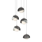Brooklyn 5-Light Double Shade Pendant in Vintage Platinum, Ink, Long by Hubbardton Forge