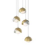 Brooklyn 5-Light Double Shade Pendant in Vintage Platinum, Modern Brass, Long by Hubbardton Forge