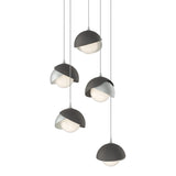 Brooklyn 5-Light Double Shade Pendant in Vintage Platinum, Natural Iron, Long by Hubbardton Forge