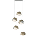 Brooklyn 5-Light Double Shade Pendant in Vintage Platinum, Soft Gold, Standard by Hubbardton Forge