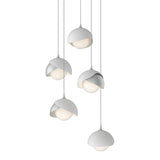Brooklyn 5-Light Double Shade Pendant in Vintage Platinum, White, Long by Hubbardton Forge