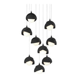 Brooklyn 9-Light Double Shade Chandelier in Black, Black, Long by Hubbardton Forge