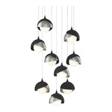 Brooklyn 9-Light Double Shade Chandelier in Black, Vintage Platinum, Long by Hubbardton Forge