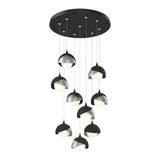Brooklyn 9-Light Double Shade Chandelier in Black, Vintage Platinum, Standard by Hubbardton Forge