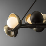 Brooklyn 9-Light Double Shade Ring Chandelier detail in Oil Rubbed Bronze, Modern Brass, by Hubbardton Forge