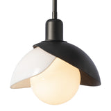 Brooklyn Double Shade Art Glass Mini Pendant, shown in Oil Rubbed Bronze, by Hubbardton Forge