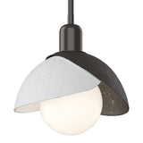 Brooklyn Double Shade Mini Pendant in Oil Rubbed Bronze, White by Hubbardton Forge
