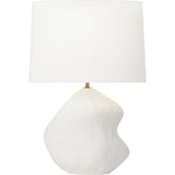 Broxton Table Lamp — 17", White Linen, Matte White Ceramic