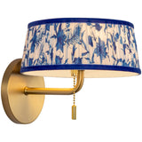Brushed Gold/Blue Linen 8inch Scout Wall/Vanity Light by Alora Lighting