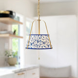 Brushed Gold/Blue Linen Scout Pendant by Alora Lighting