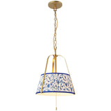 Brushed Gold/Blue Linen Scout Pendant by Alora Lighting