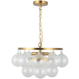 Brushed Gold/Clear Ribbed Glass 18inch Faye Chandelier by Alora Lighting