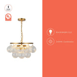 Brushed Gold/Clear Ribbed Glass 18inch Faye Chandelier by Alora Lighting Light Source