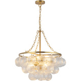 Brushed Gold/Clear Ribbed Glass 24inch Faye Chandelier by Alora Lighting