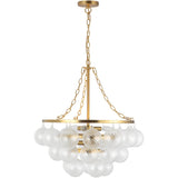 Brushed Gold/Clear Ribbed Glass 24inch Faye Chandelier by Alora Lighting