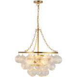 Brushed Gold/Clear Ribbed Glass 24inch Faye Chandelier by Alora Lighting