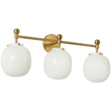 Brushed Gold/Glossy Ribbed Opal Glass Cherise Vanity Light by Alora Lighting