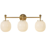 Brushed Gold/Glossy Ribbed Opal Glass Cherise Vanity Light by Alora Lighting