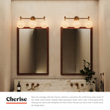 Brushed Gold/Glossy Ribbed Opal Glass Cherise Vanity Light by Alora Lighting