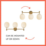 Brushed Gold/Glossy Ribbed Opal Glass Cherise Vanity Light by Alora Lighting Mounting