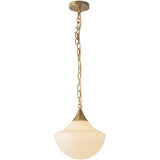 Brushed Gold/Glossy Ribbed Opal Glass Farrah Pendant by Alora Lighting